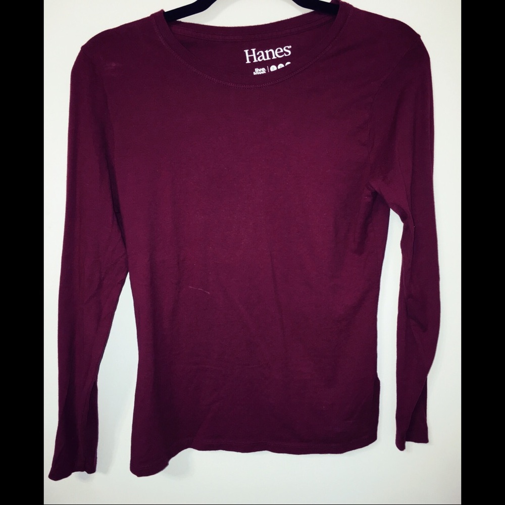 maroon long sleeve shirt